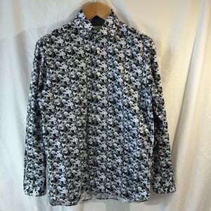 Ted Baker London black/white print long sleeved dress shirt. 16 - 34/35. Slim.